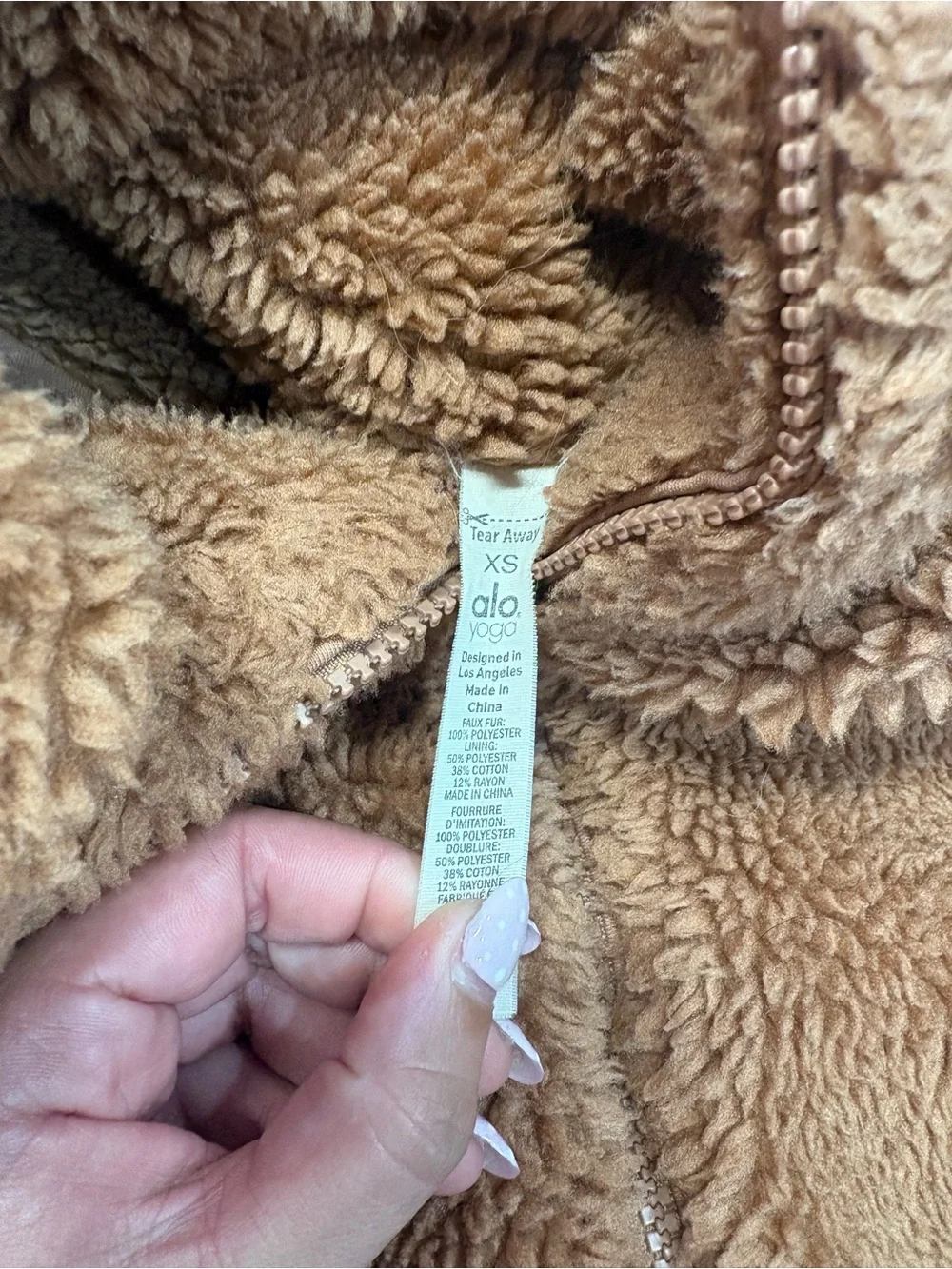 Alo Yoga Brown Tan Foxy Sherpa Jacket Coat Full Zip